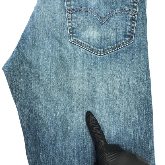 Levis 505 Jeans Mens 34x32 Blue Denim Straight Leg Stretch Medium Wash Classic - Picture 15 of 16